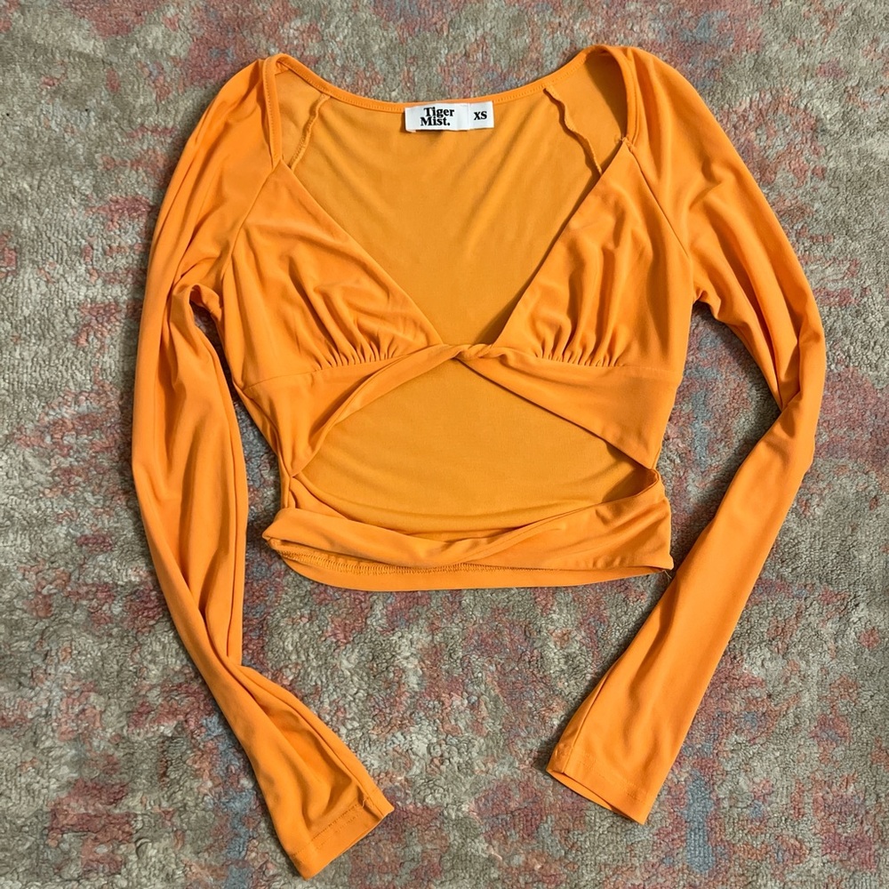 Tigermist Orange Twist Crop Top